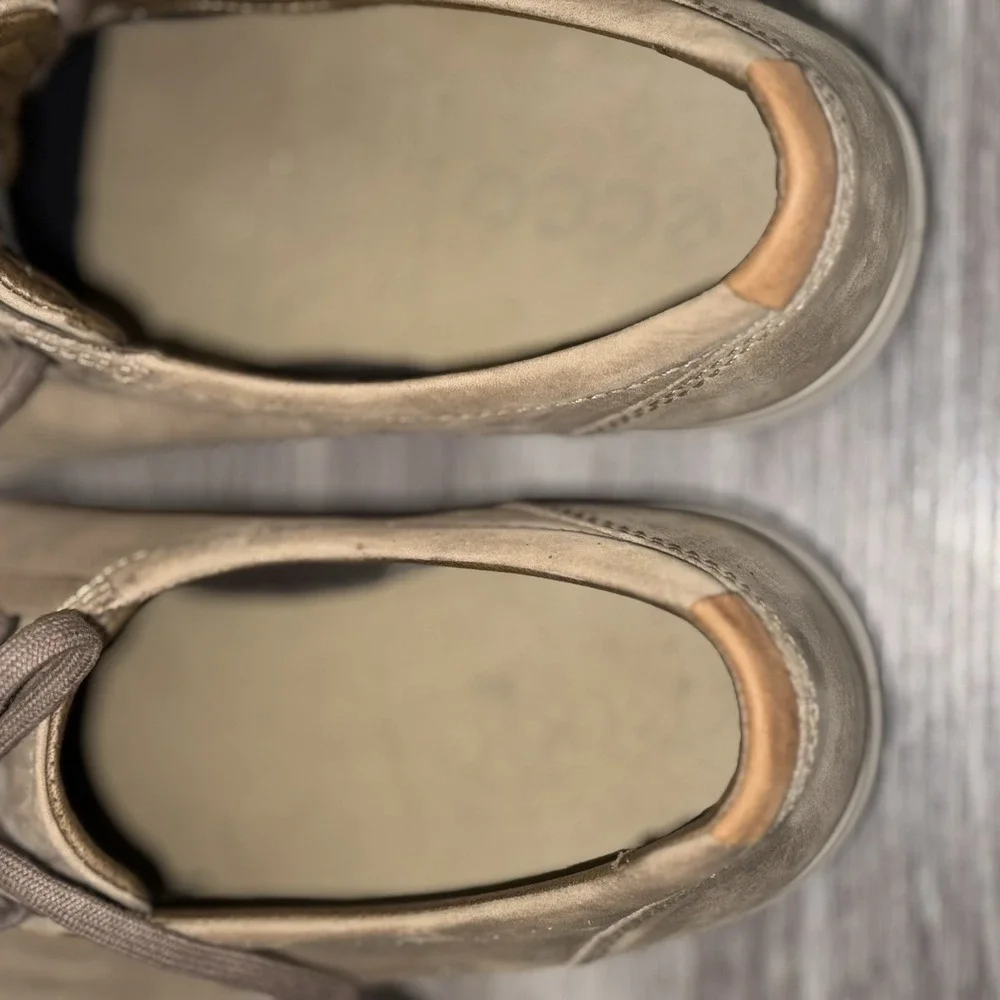 ECCO Mens Navajo Brown Gray Soft Leather‎ Sneakers Size 10